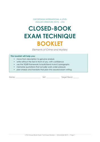 Elements of Crime and Mystery - Closed-Book Exam Technique Booklet (OxfordAQA)