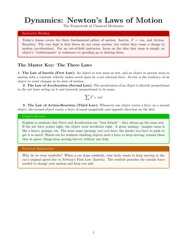 Newton's Laws of Motion: No-Prep Emergency Sub Plan & Step-by-Step Key