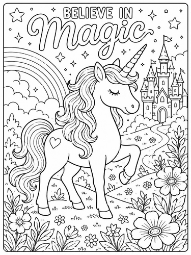 Unicorn coloring poster