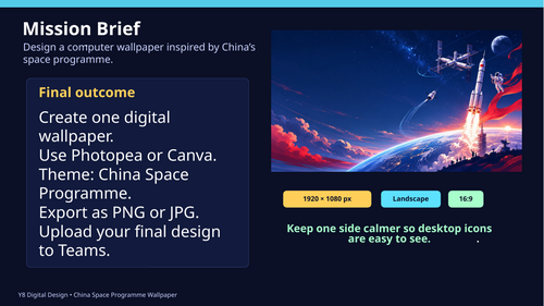 Space Programme Wallpaper Design | Canva & Photopea Digital Art Project | KS3