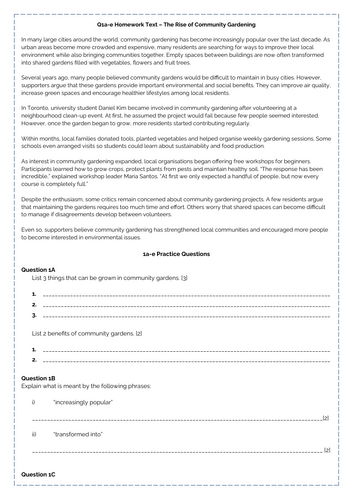 Cambridge First Language English Paper 1: Question 1c-e