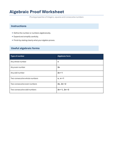 Maths Edexcel 4MA1H: Algebraic Proof