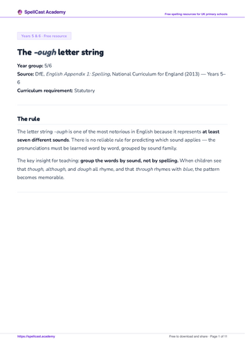The -ough letter string