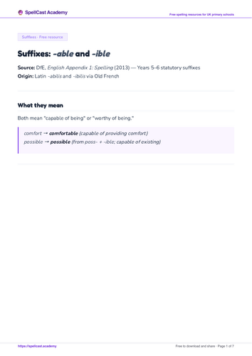 Suffixes: -able and -ible