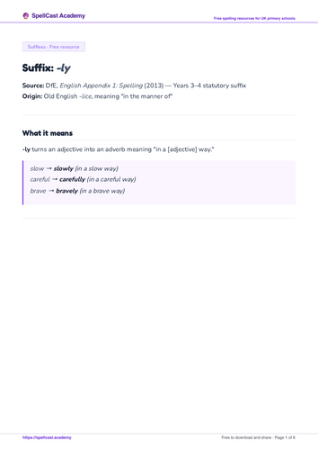 Suffix: -ly