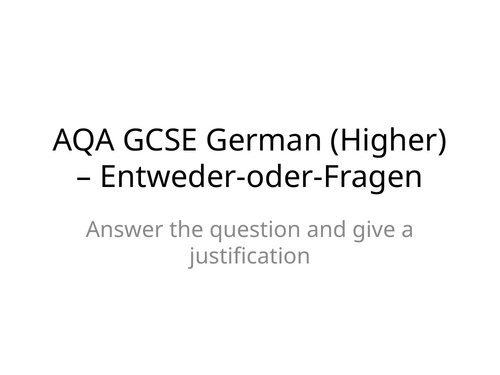 GCSE German 2026 - either / or conversation questions