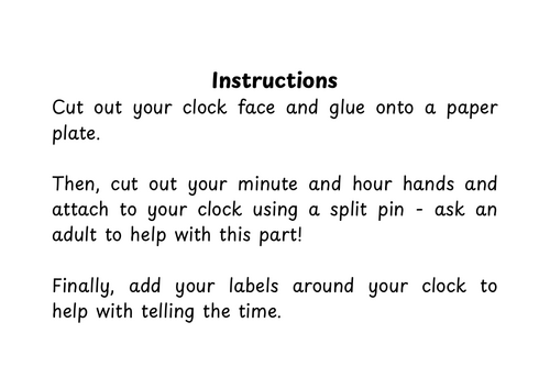 Make a Clock Activity