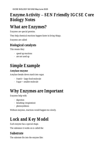 IGCSE BIOLOGY 0610/62 May/June 2025- Sen Exam Friendly help Guide