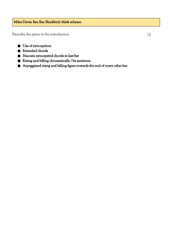 Eduqas Music A Level Jazz questions