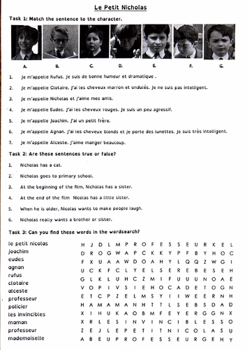Le Petit Nicolas Worksheet
