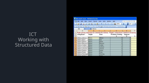 ICT Working with Structured Data and finding information online