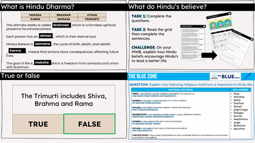 ETHICS Hindu Dharma Summary Workbook and LessonKS3 (Cover / Revision) RS / RE / ETHICS