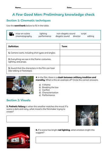 A Few Good Men film study worksheet