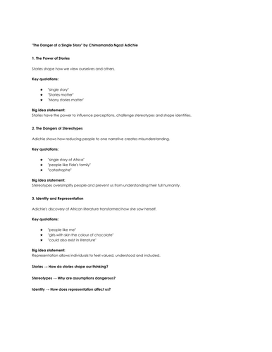 EDEXCEL IGCSE - 4EA1 THE BIG IDEAS - ANTHOLOGY - GREAT FOR LAST MINUTE REVISION