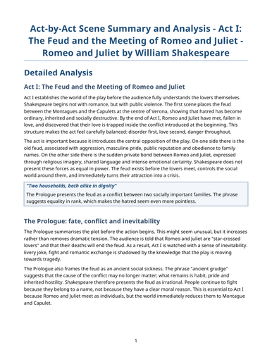 Romeo and Juliet – William Shakespeare – Act I