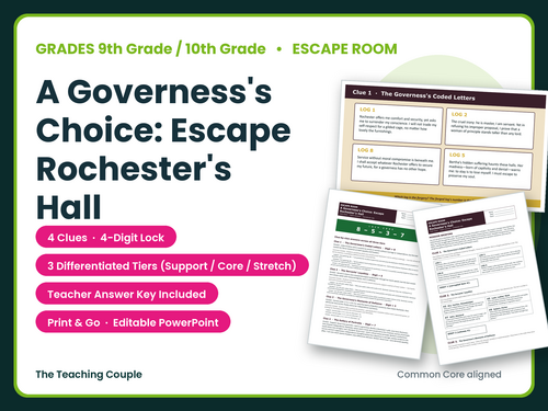 Jane Eyre Escape Room | Class & Independence | Year 10 | KS4 / GCSE