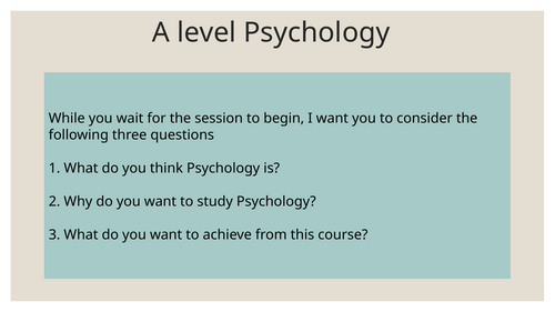 Psychology Taster (A level but can be edited to GCSE)