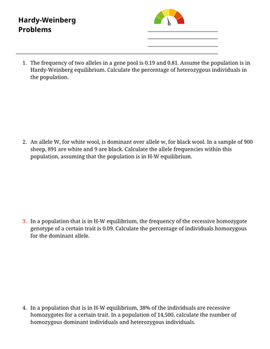 Hardy Weinberg's Principle Problems