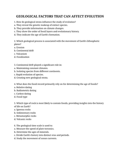 Geographical factors that affect evolution