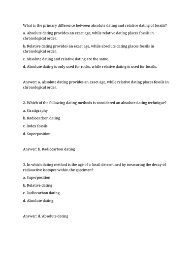 Absolute dating and relative dating