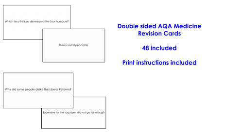 GCSE AQA Medicine Revision Cards / Health and the People