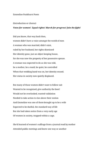 Emmeline Pankhurst Poem