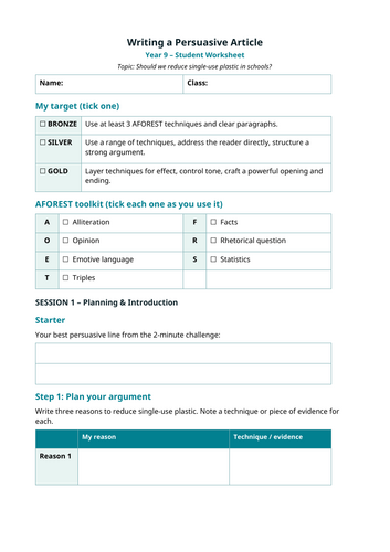 Writing a persuasive article STEP BY STEP