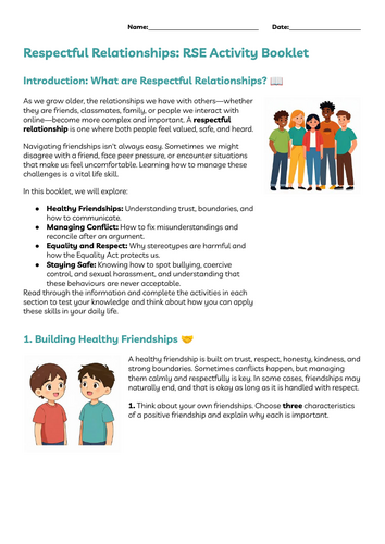 Statutory RSE workbook year 7