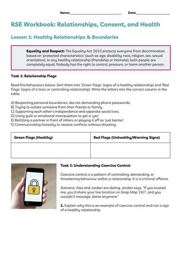 Statutory RSE workbook year 10