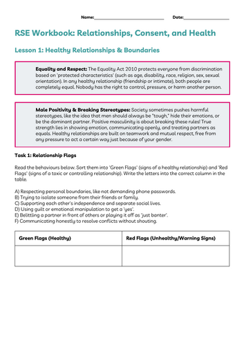 Statutory RSE workbook year 11