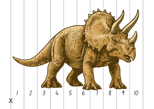Dinosaur Number Sequencing Puzzles (Numbers 1-10)