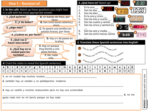 Viva 1 Module 5 Revision Worksheet / Knowledge Organiser