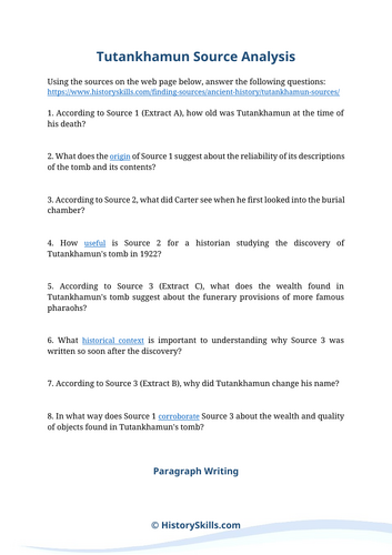 Tutankhamun Source Analysis Worksheet