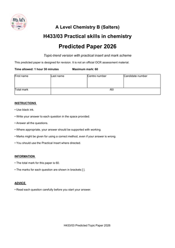 A Level Chem Salters  Predicted P3