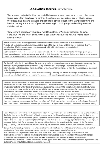 Sociology- Social Action Theory