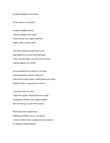 Isambard Kingdom Brunel poem