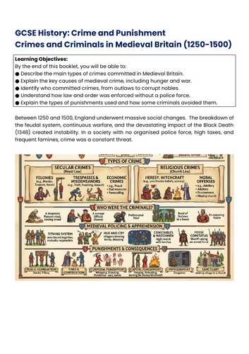 GCSE History - Medieval Crimes, Criminals and Punishments Booklet