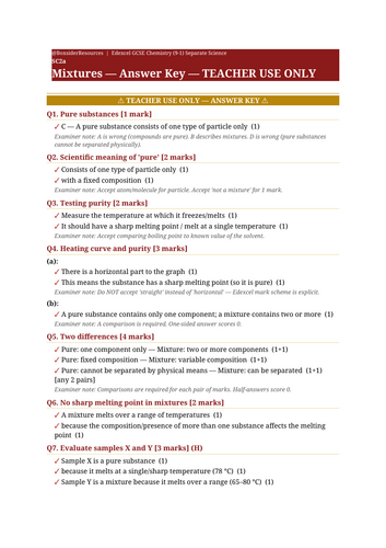 SC2a Mixtures | Edexcel GCSE Chemistry Topic Mastery Pack