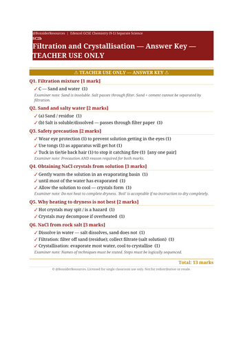 SC2b Filtration and Crystallisation | Edexcel GCSE Chemistry Topic Mastery Pack