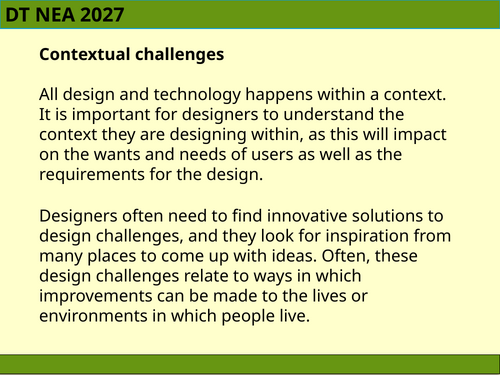 Edexcel GCSE DT NEA- Full coursework help sheets 2026-2027 for Teachers and Students