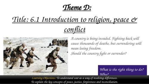 AQA GCSE Religious Studies Theme D: Religion, Peace and Conflict –  Introduction (Lesson 1)