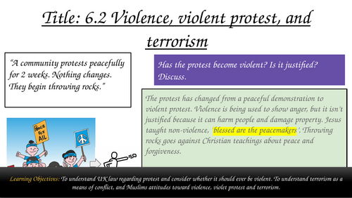 AQA GCSE Religious Studies Theme D: Religion, Peace and Conflict – Violence & Terrorism (Lesson 2)