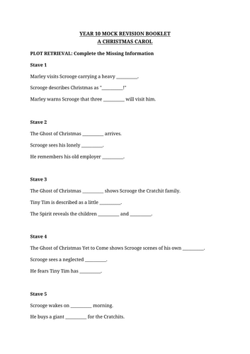 A Christmas Carol Revision Booklet