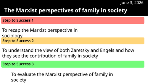 Sociology- Theories of Family- Marxism