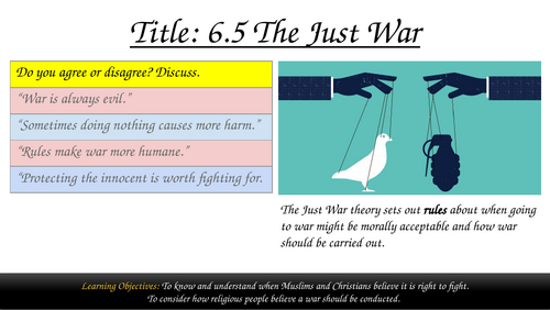 AQA GCSE Religious Studies Theme D: Religion, Peace and Conflict – Just War Theory (Lesson 5)