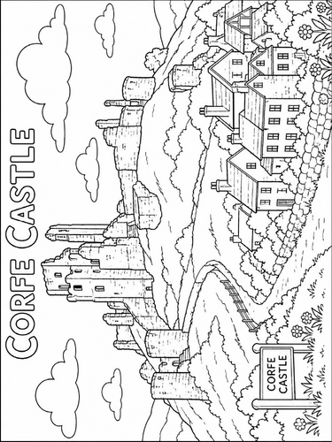 Corfe Castle Coloring Picture