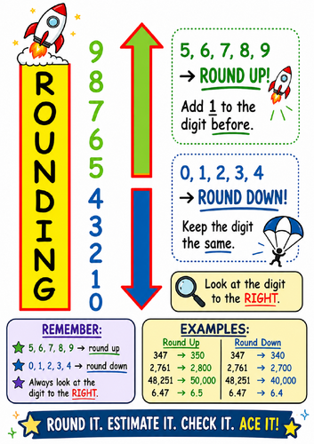 Year 6 Rounding Numbers Poster Pack | Maths Working Wall Display | KS2