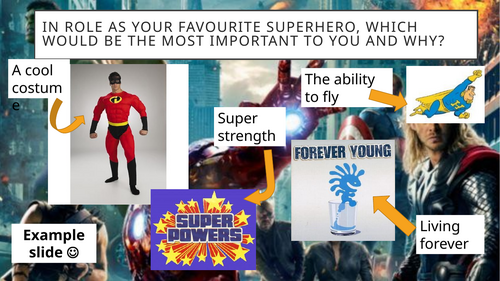 KS3 highly adapted SEND 3 week full scheme - speaking and listening (superheroes)