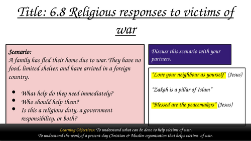 AQA GCSE Religious Studies Theme D: Religion, Peace & Conflict – Responses to Victims OW (Lesson 8)