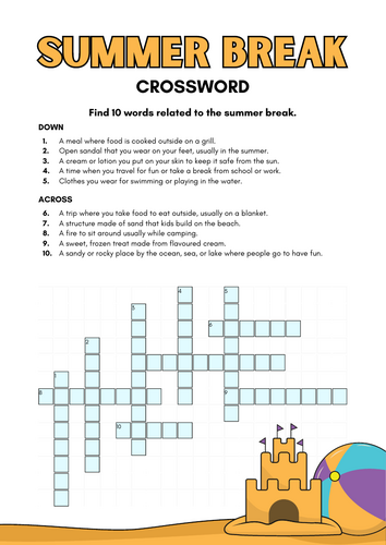 Summer Crossword Worksheet